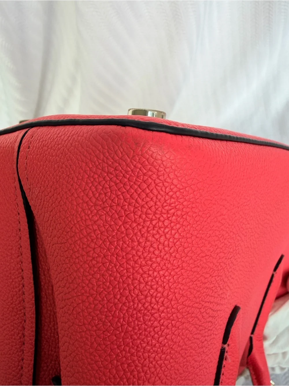 kate spade Margaux Coral Pink Pebbled Leather Satchel with Removable Strap